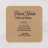 Handmade crafts brown paper rustic calling card quadratische visitenkarte (Rückseite)