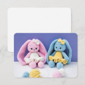 Handmade Crochet Bunnies – Soft Nursery Friends Begleitkarte (Vorne/Hinten)