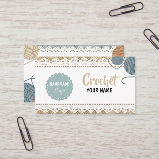 Handmade Crochet Business Card Visitenkarte (Vorderseite/Rückseite Beispiel)