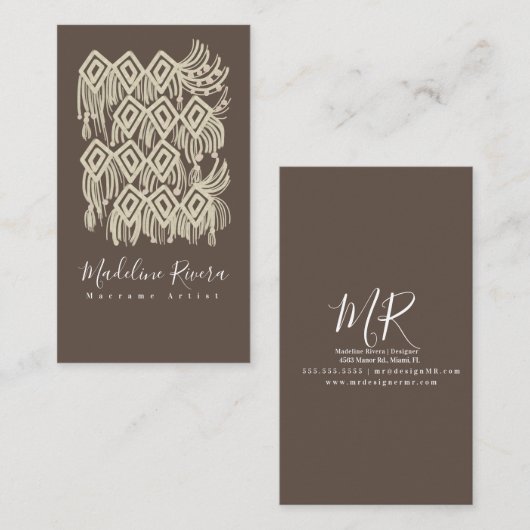 Handmade-Designer für Macrame Visitenkarte (Vorne/Hinten)