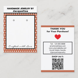 Handmade Earrings Terra Cotta White Polka Dots Visitenkarte