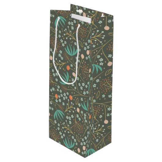 Handmade farbige Weihnachtsblume Geschenktüte Für Weinflaschen (Vorderseite Schrägansicht)