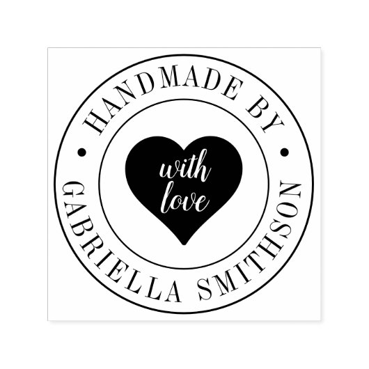 Handmade-Firmenname in Circle Niedlich Heart Logo Permastempel (Design)