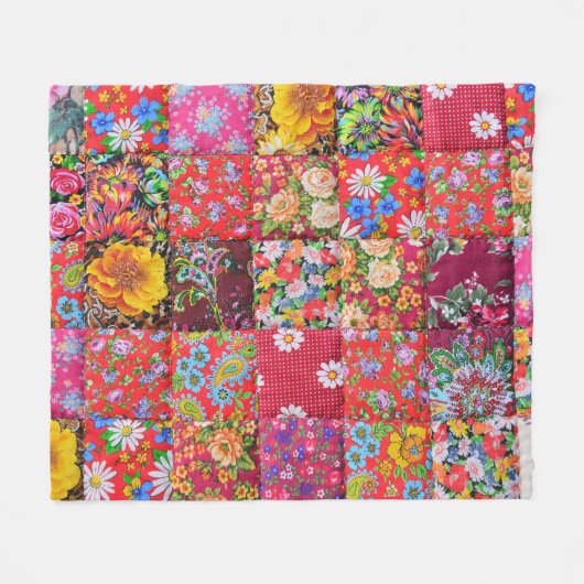 Handmade Floral Patchwork Quilt Hintergrund Fleecedecke (Vorderseite (Horizontal))