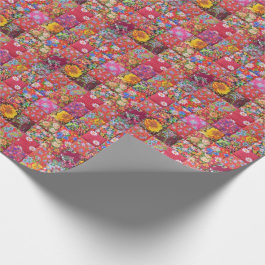 Handmade Floral Patchwork Quilt Hintergrund Geschenkpapier (Ecke)