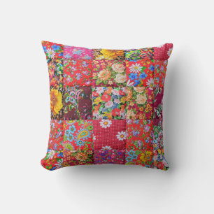 Handmade Floral Patchwork Quilt Hintergrund Kissen