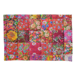 Handmade Floral Patchwork Quilt Hintergrund Kissenbezug