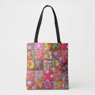 Handmade Floral Patchwork Quilt Hintergrund Tasche