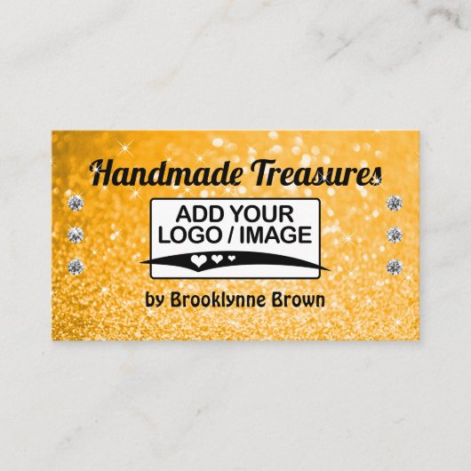 Handmade Golden Glitzer Template Stylish Sparkling Visitenkarte (Vorderseite)