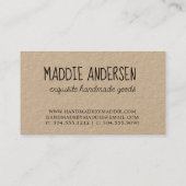 Handmade Goods Rustic Kraft Business Card Visitenkarte (Rückseite)