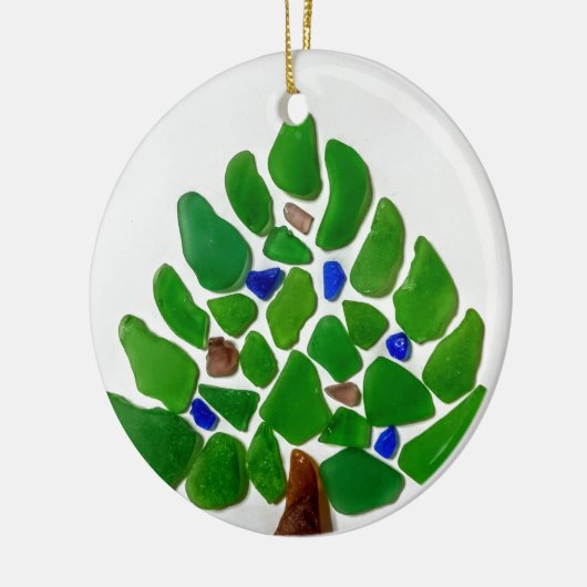 Handmade Green Sea Glass Weihnachtsbaum Keramikornament (Links)