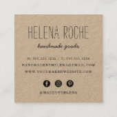 Handmade Heart | Rustikale Kraft Quadratische Visitenkarte (Rückseite)