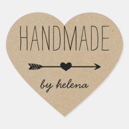 Handmade Heart | Rustikaler KraftLook Herz-Aufkleber