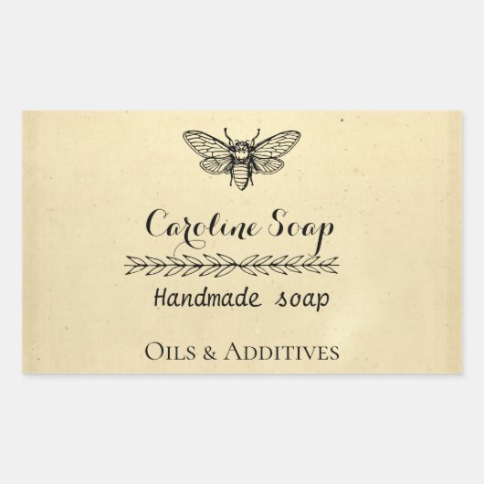 Handmade HONEY BEE Soap lable Rechteckiger Aufkleber (Vorderseite)