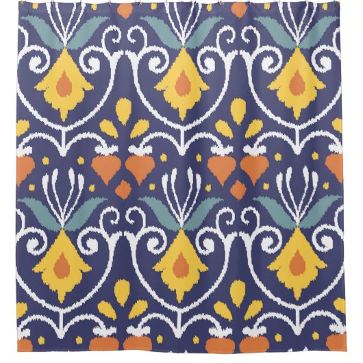 Handmade Ikat: Ethnic Boho Fabric Duschvorhang (Vorderseite)
