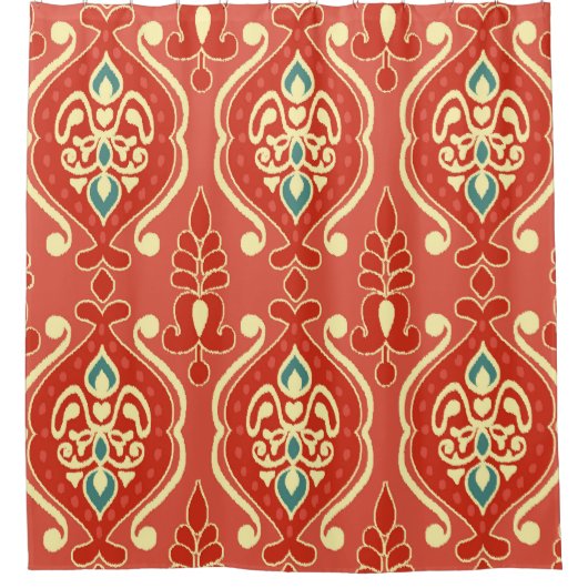 Handmade Ikat: Ethnic Boho Fabric Duschvorhang (Vorderseite)