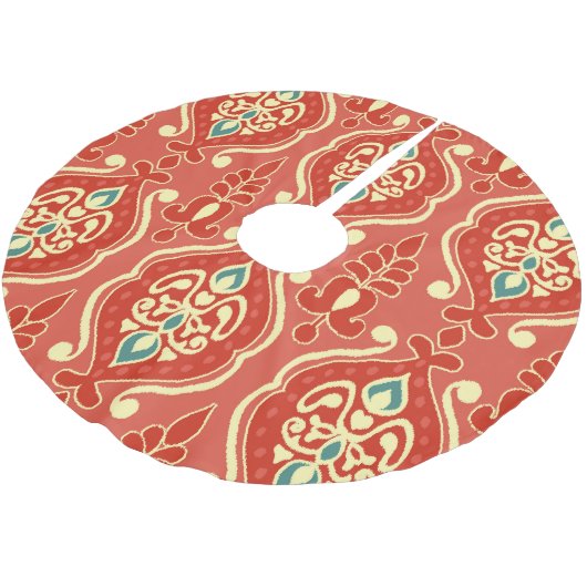 Handmade Ikat: Ethnic Boho Fabric Polyester Weihnachtsbaumdecke (Schrägansicht)