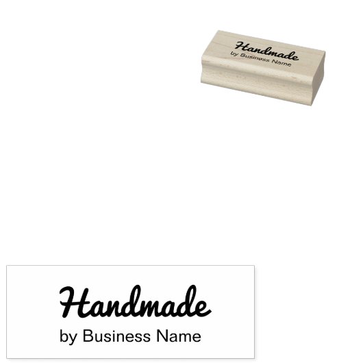 Handmade in Curry Script by Business Name Gummistempel (Stempel)