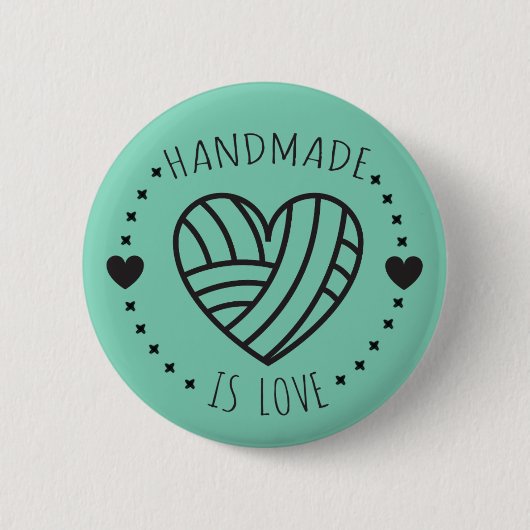 Handmade is Liebe Yarn Heart Button (Vorderseite)