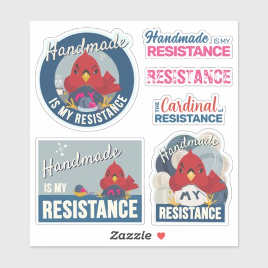"Handmade is My Resistance" Blaue Kollektion Aufkleber (Blatt)