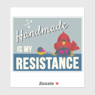 Handmade is My Resistance-Blaues Rechteck-Sticker Aufkleber