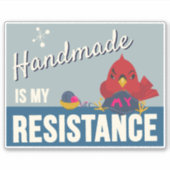 Handmade is My Resistance-Blue Rectangle sticker (Vorderseite)
