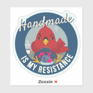 Handmade ist mein Widerstand Blau runder Button Aufkleber