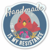 Handmade ist mein Widerstand Blau runder Button Aufkleber (Vorderseite)