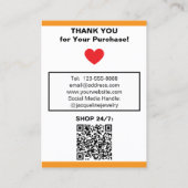 Handmade Jewelry Orange White Polka Dots Visitenkarte (Rückseite)