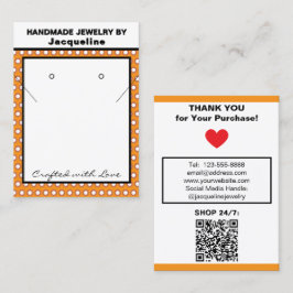 Handmade Jewelry Orange White Polka Dots Visitenkarte