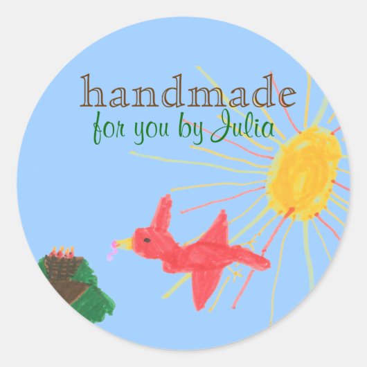 "Handmade" label Runder Aufkleber (Vorderseite)