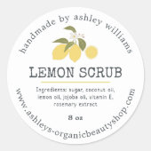 Handmade Lemon Scrub Bio Skincare Jar Runder Aufkleber (Vorderseite)
