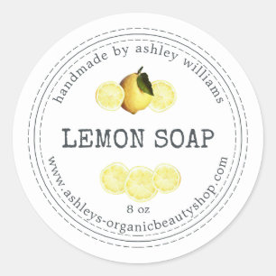 Handmade Lemon Soap Bio Business Runder Aufkleber