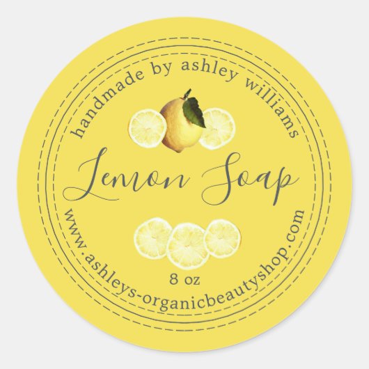 Handmade Lemon Soap Bio Business Runder Aufkleber (Vorderseite)