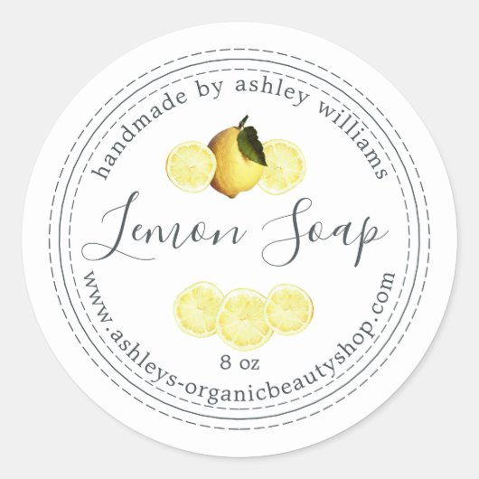 Handmade Lemon Soap Bio Business Runder Aufkleber (Vorderseite)