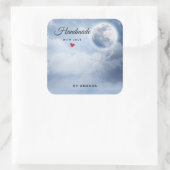 Handmade mit Liebe Beautiful Blue Sky mit Swans Quadratischer Aufkleber (Tasche)