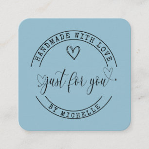 Handmade Mit Liebe-blauem, elegantem Skript Quadratische Visitenkarte