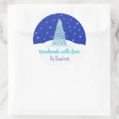 Handmade mit Liebe Blue Christmas Tree Runder Aufkleber (Tasche)