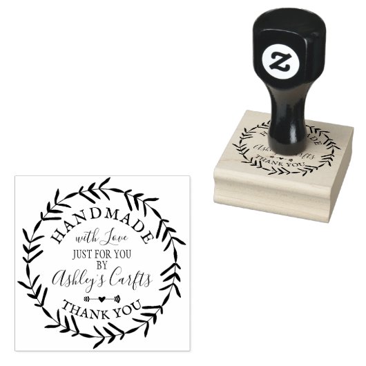Handmade mit Liebe boho rustic Vielen Dank Gummistempel (Stempel)