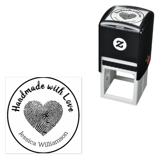 Handmade mit Liebe Briefmarke Herzname Personalisi Permastempel (Beispiel)