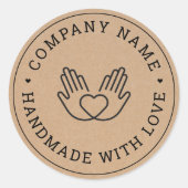 Handmade mit Liebe Business Rustic Kraft Runder Aufkleber (Vorderseite)