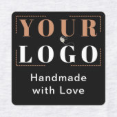 Handmade mit Liebe Custom Logo Black Closing Etiketten (Design 1)