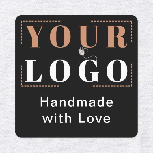 Handmade mit Liebe Custom Logo Black Closing Etiketten (Design 1)