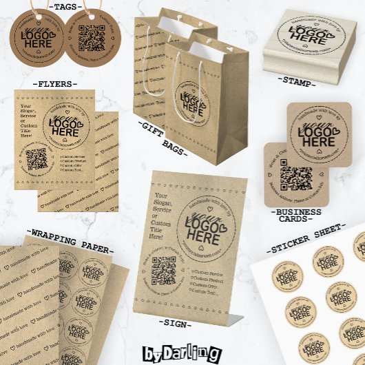 Handmade mit Liebe Custom Logo Rustikal Moderne Geschenkpapier Set