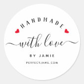 HANDMADE MIT LIEBE Custom Modern Script Gift Tag Runder Aufkleber (Vorderseite)