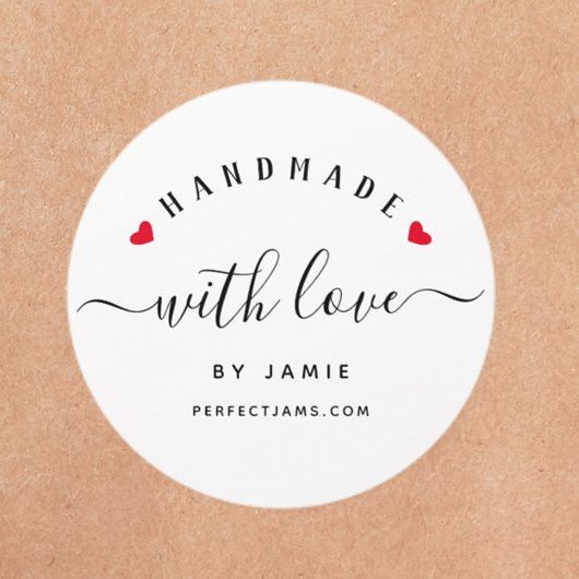 HANDMADE MIT LIEBE Custom Modern Script Gift Tag Runder Aufkleber