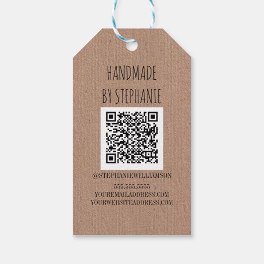 Handmade mit Liebe Danke Kraft Paper QR Code Geschenkanhänger (Rückseite)