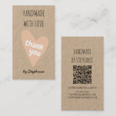 Handmade mit Liebe Danke Kraft Paper QR Code Visitenkarte (Vorne/Hinten)