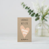 Handmade mit Liebe Danke Kraft Paper QR Code Visitenkarte (Stehend Vorderseite)