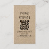 Handmade mit Liebe Danke Kraft Paper QR Code Visitenkarte (Rückseite)